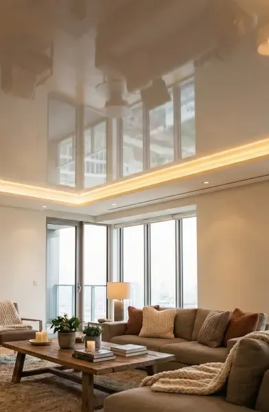 Zdjęcie przedstawia sufit napinany wykonany w macie